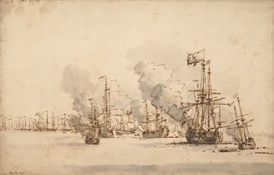 La bataille navale à la Hogue, vers 1701